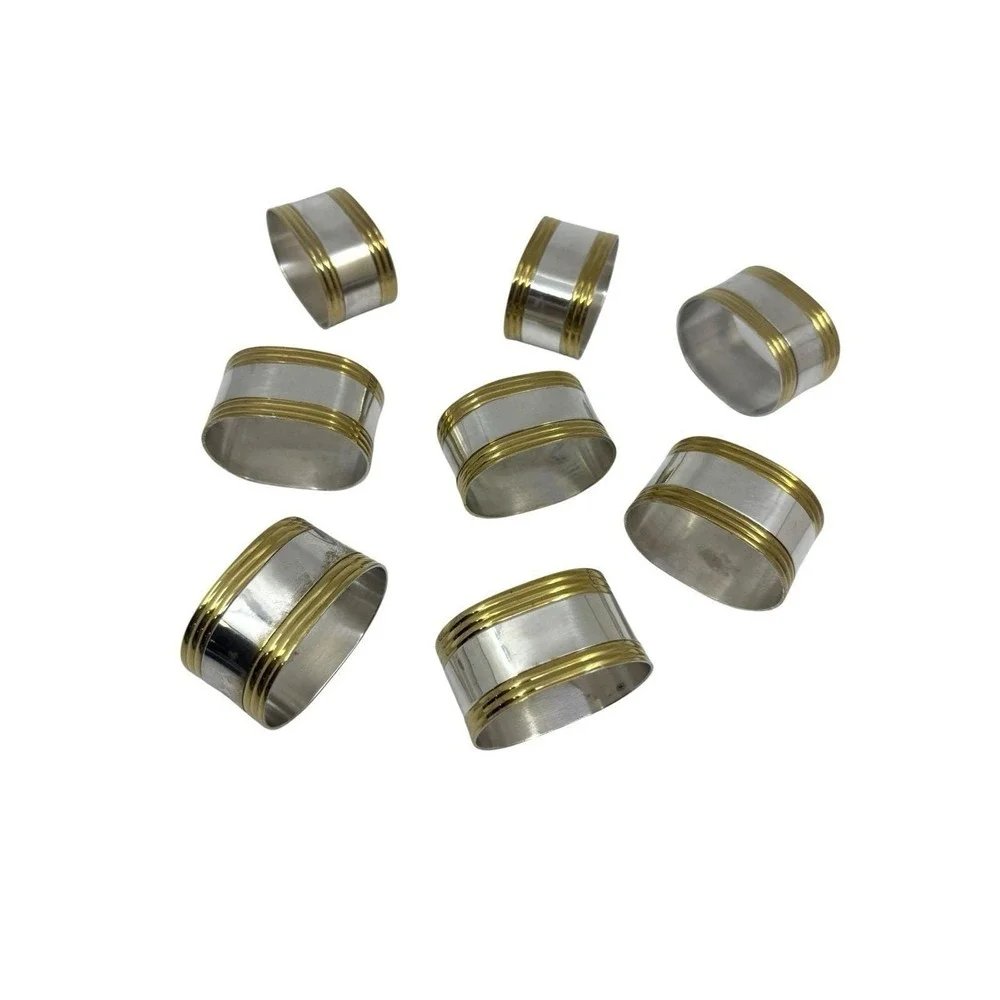 Napkin Rings Gold & Silver colored napkin rings modern set of 8‎